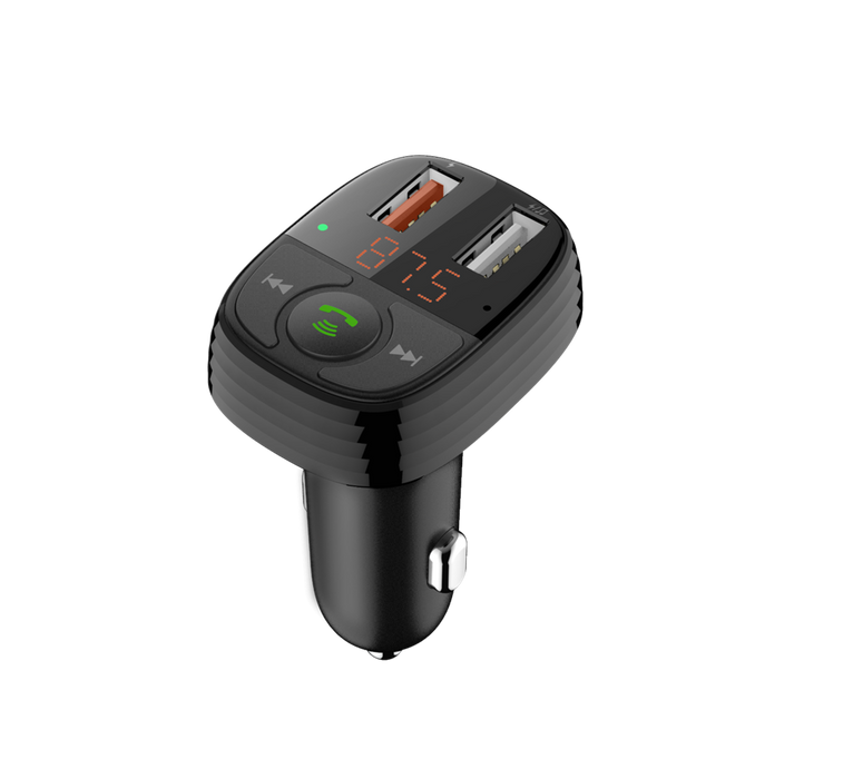 Devia - FM Wireless Bluetooth Transmitter USB Port Car charger Adapter - Black
