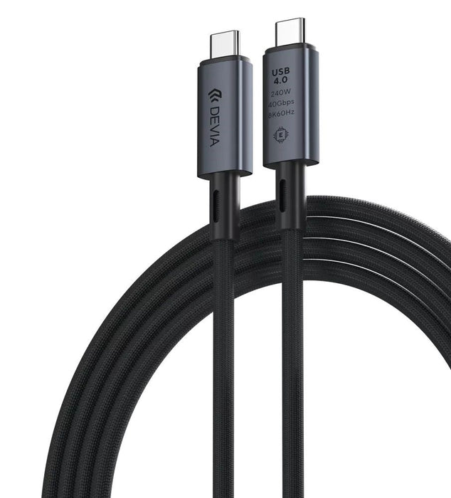 Devia - 1m (240W, 40GB/s & 8K 60hz) Power Delivery - USB-C to USB-C Aluminium Alloy Cable - Black