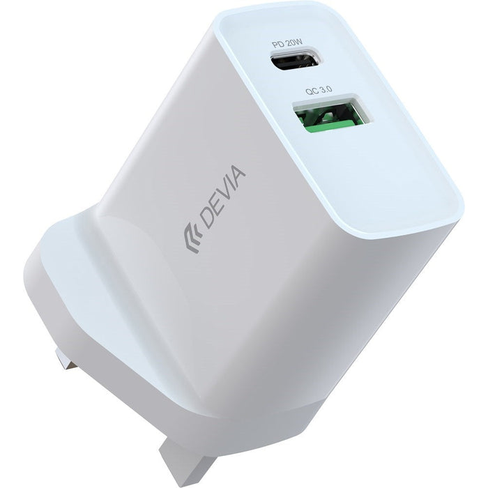 Devia - 20W Dual Type C Power Delivery & Qualcomm 3-Pin UK Charging Plug