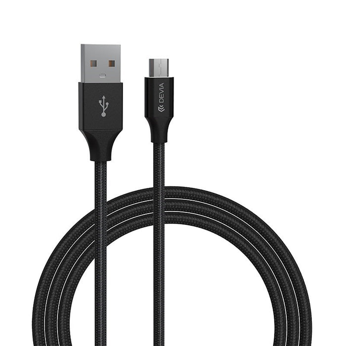 Devia - 2m (2.1A) Mesh Armour USB to MicroUSB Cable - Black