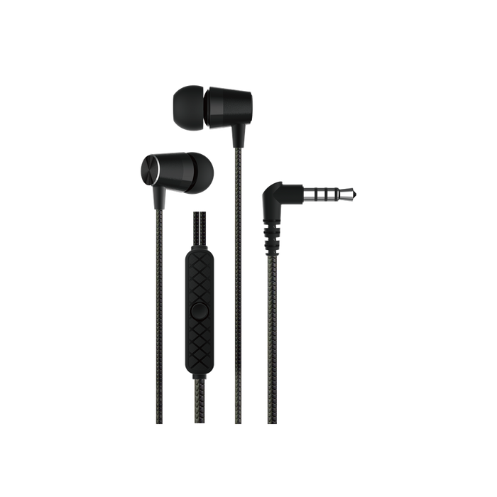 Devia - 3.5mm Kintone Metal Earphones with Microphone & Volume Control - Black