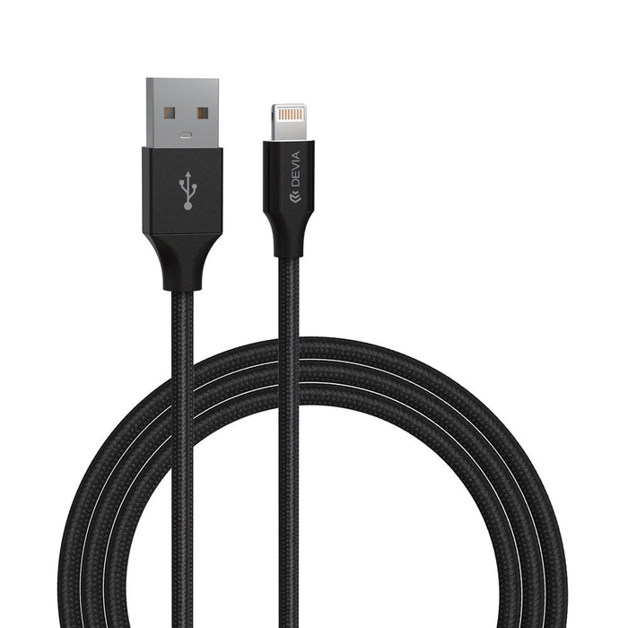 Devia - 2m (2.1A) Mesh Armour USB to Non-MFi Lightning Cable - Black