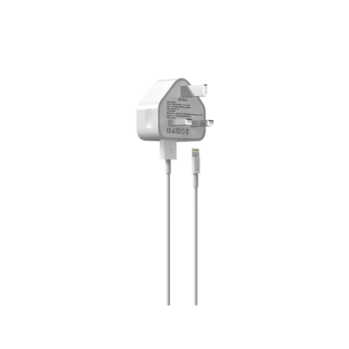 Devia - Comma 2.1A USB Plug & 1m MFI Lightning Cable - White